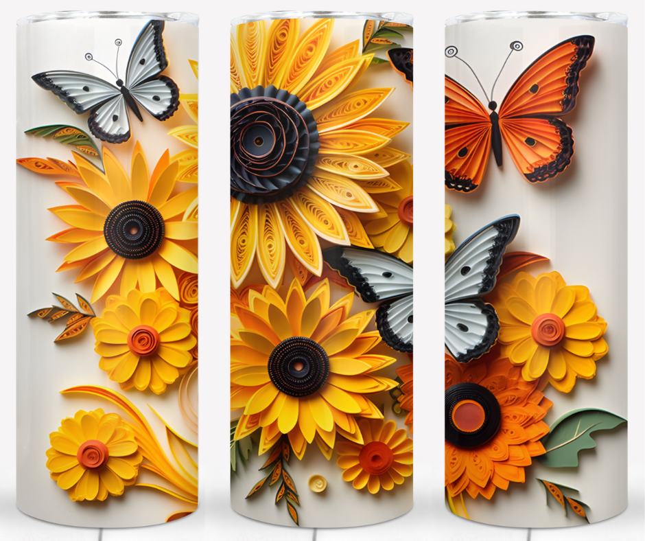 Flower and Butterfly Sublimation Tumbler