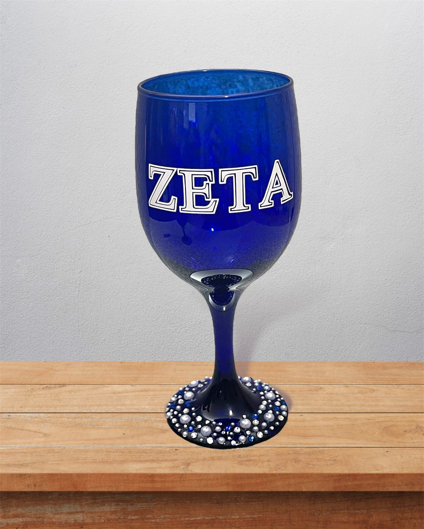Zeta Phi Beta embellished wine glass